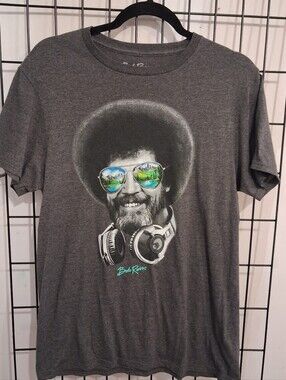 Bob Ross Headphones & Shades Charcoal Short Sleeve Shirt